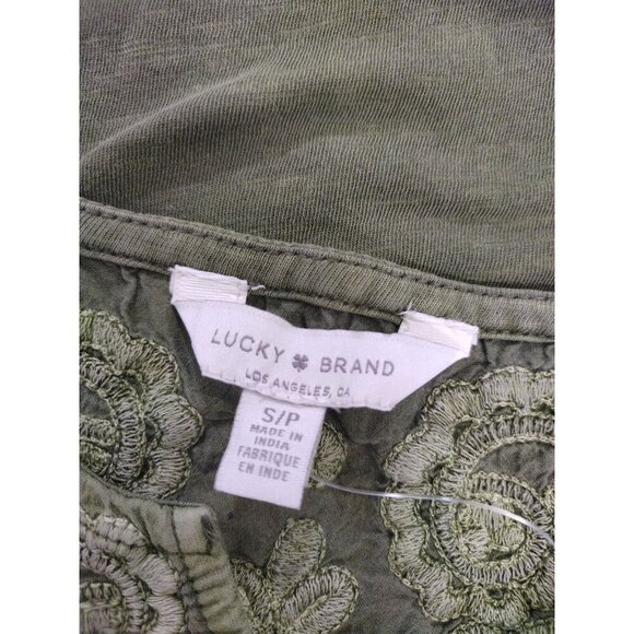 Lucky Brand Green Embroidered Sleeveless Top S/P Lightweight Boho Style, NWOT - Picture 7 of 7
